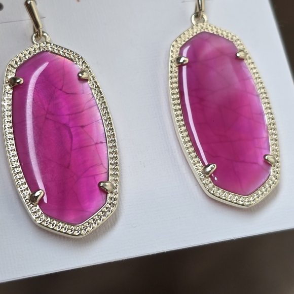 NWT KENDRA SCOTT PINK ELLE EARRINGS IN GOLD BEAUTIFUL - Picture 3 of 5